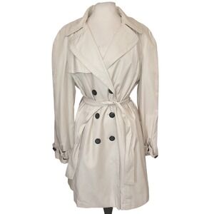 Marvin Richards New York Cream Ivory Long Double Breasted Tie Trench Coat XL